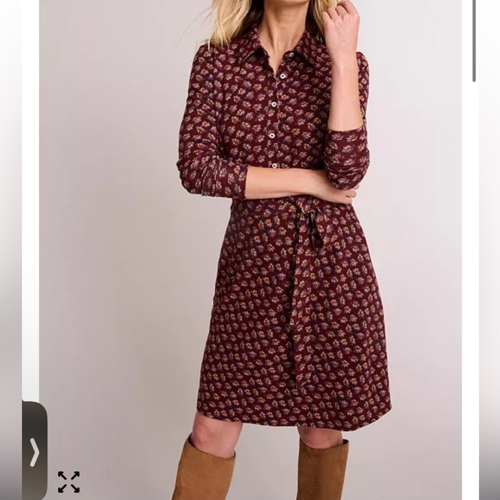 UNTUCKit Burgundy Floral Shirt Dress